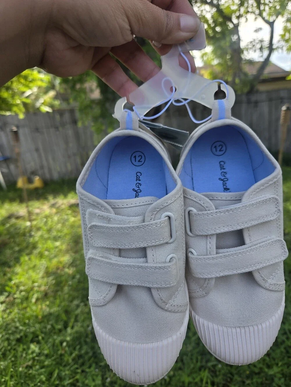 Toddler parker hook and loop closure sneakers - cat & Jack beige Size 12